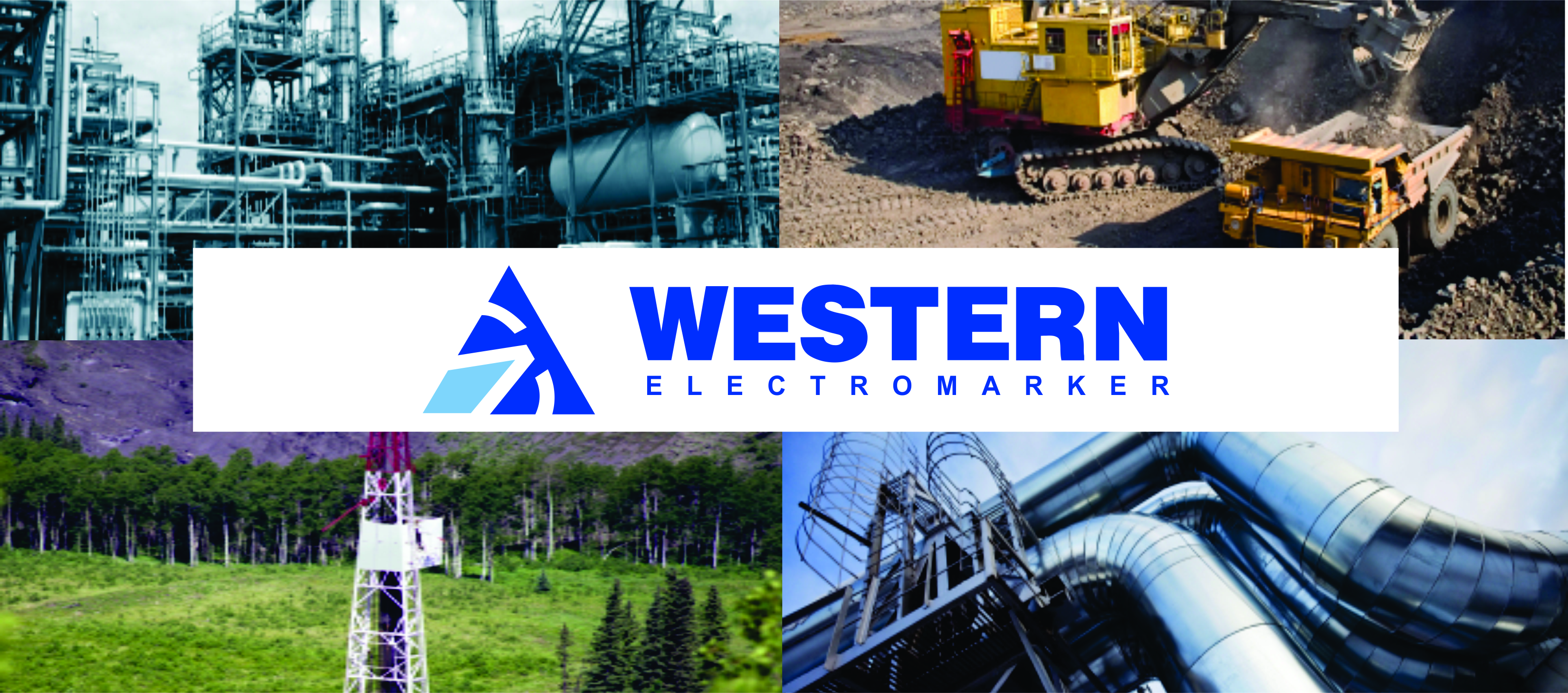 Western Electromarker logo over four onsite construction images